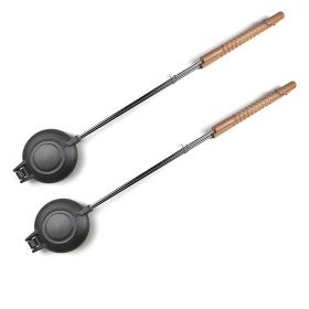 HAWOK Cast Iron Sandwich Grill - Handheld Pie Iron, Sandwich Maker,Panini and Sandwich Press set of 2