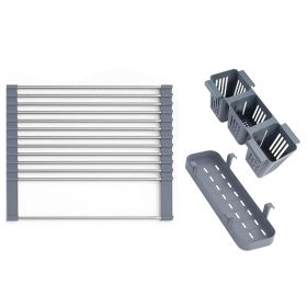 Expandable Roll Up Dish Drying Rack With 2 Removable Baskets (Option: W13732757)
