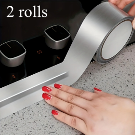 Silver Foil Tape, Waterproof Caulk Strip, Kitchen Caulk Self-adhesive Waterproof Repair Tape, Oil-proof, Toilet Seal Self-adhesive Tape-Selling O (Option: Argent)