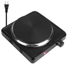 1500W Electric Single Burner Portable Heating Hot Plate Stove Countertop RV Hotplate With Non Slip Rubber Feet 5 Temperature Adjustments (Color: Black)